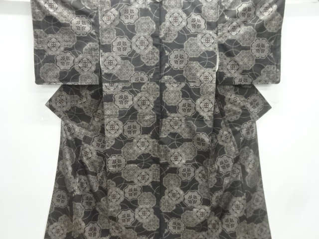 JAPANESE KIMONO / DORO OSHIMA TSUMUGI / WOVEN FLOWER CREST / 9MARUKI